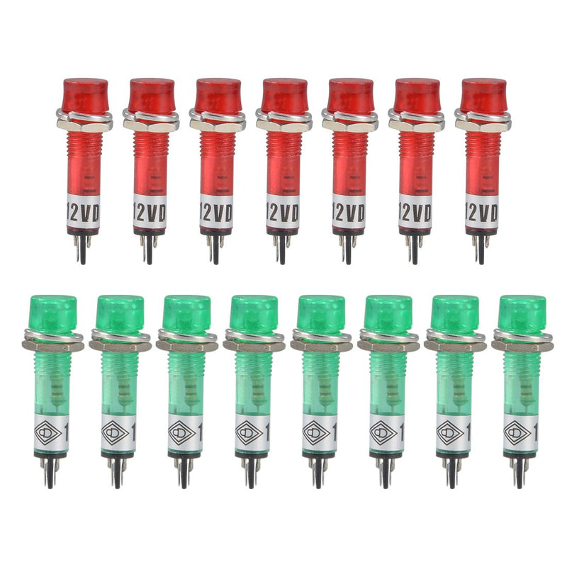 [Australia - AusPower] - uxcell Signal Indicator Dash Light DC 12V, LED Bulbs XD7-1 Red+Green, 7mm 9/32" Panel Mount 15Pcs 