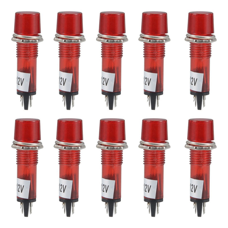 [Australia - AusPower] - uxcell Signal Indicator Dash Light DC 12V, LED Bulbs XD10-3 Red, 10mm 2/5" Panel Mount 10Pcs 