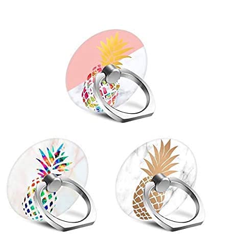 [Australia - AusPower] - Phone Ring Holder Stand, 3 Pack Universal 360 Rotation Smartphone Finger Ring Grip Stand with 3 Car Mount Hooks for iPhone X 8 7 Plus 6S Samsung Galaxy S8 S9 Plus, Smartphones and Tablets - Pineapple 