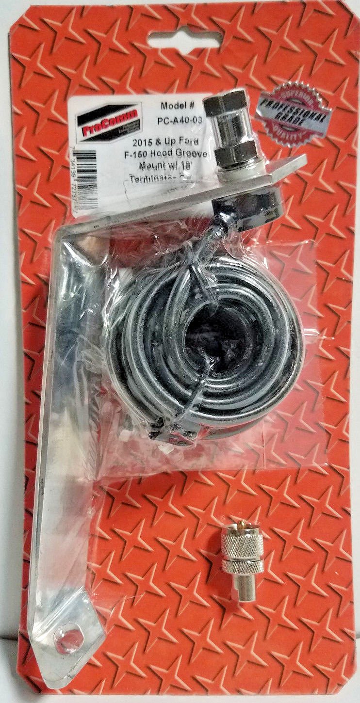 [Australia - AusPower] - Ford F150 Antenna Mount Kit w/3/8-24 Stud and Coax Cable Year 2015+ ProComm PC-A40-03 