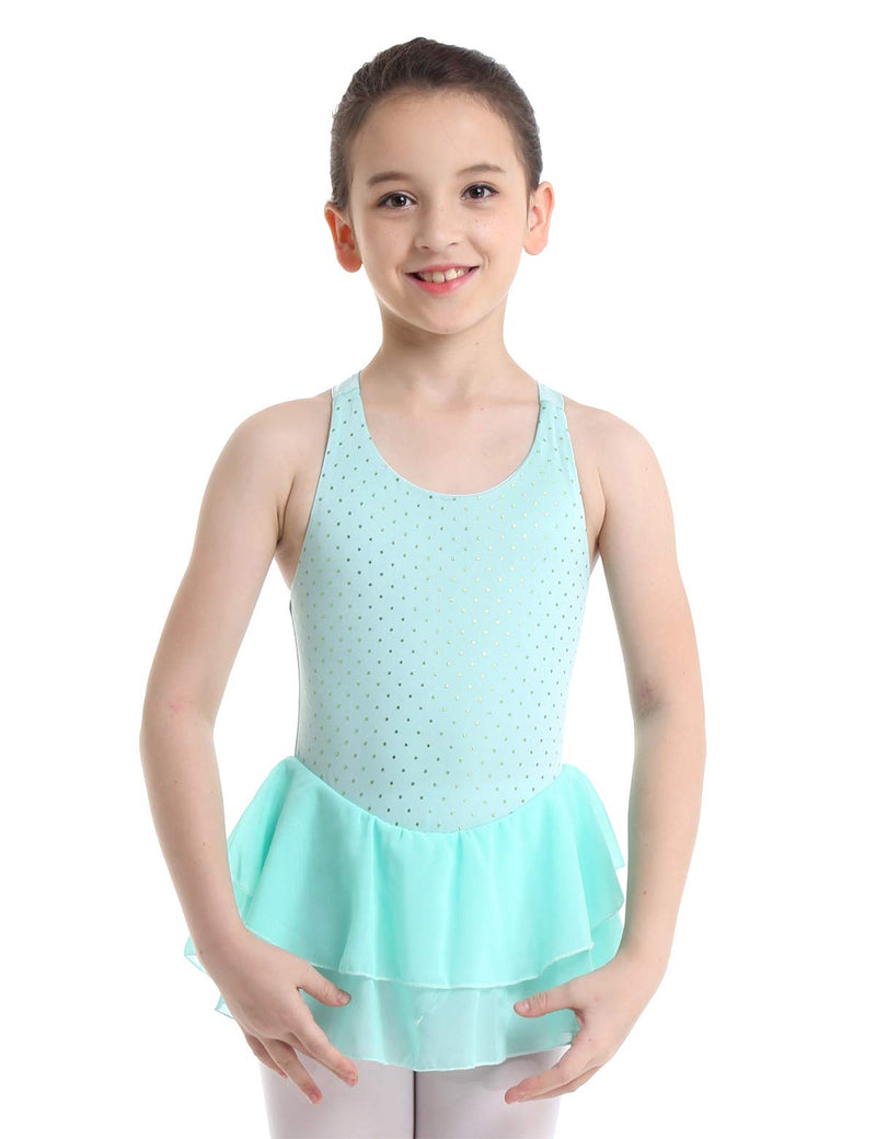 [Australia - AusPower] - FEESHOW Kids Girls Cross Back Figure Ice Skating Dress Gymnastic Tank Leotard Ballet Dance Dresses Light Green 4 