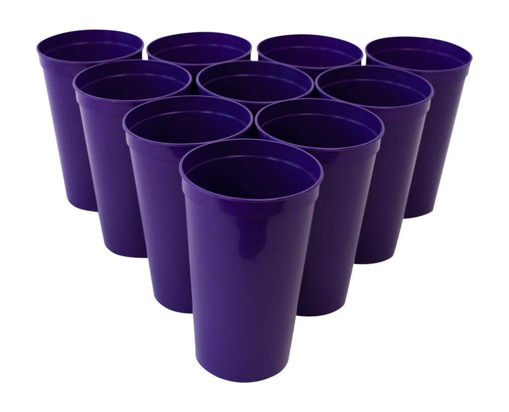 [Australia - AusPower] - CSBD Stadium 22 oz. Plastic Cups, 10 Pack, Blank Reusable Drink Tumblers for Parties, Events, Marketing, Weddings, DIY Projects or BBQ Picnics, No BPA (Purple) 22 Fluid Ounces Purple 