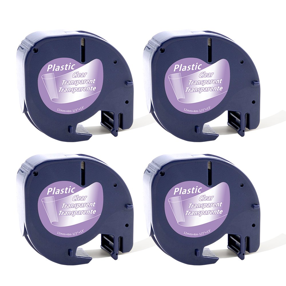 [Australia - AusPower] - Oozmas Compatible 16952 Labels Replacement for Dymo Clear Transparent Label Tape Plastic Letratag Refills 12mm x 4m Tape for DYMO Labeler Tape Label Maker LT100H LT100T Plus, 4-Pack 