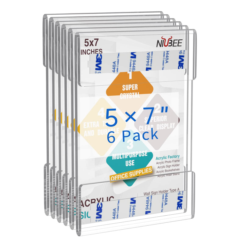 Niubee Acrylic Sign Holder 5x7 Vertical, Wall Mount Sign Holder Door