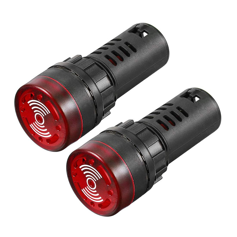 [Australia - AusPower] - uxcell 2Pcs Red Indicator Light with Buzzer AC/DC 110V, 22mm Panel Mount Flashing Alarm, for Electrical Control Panel, HVAC, DIY Projects 