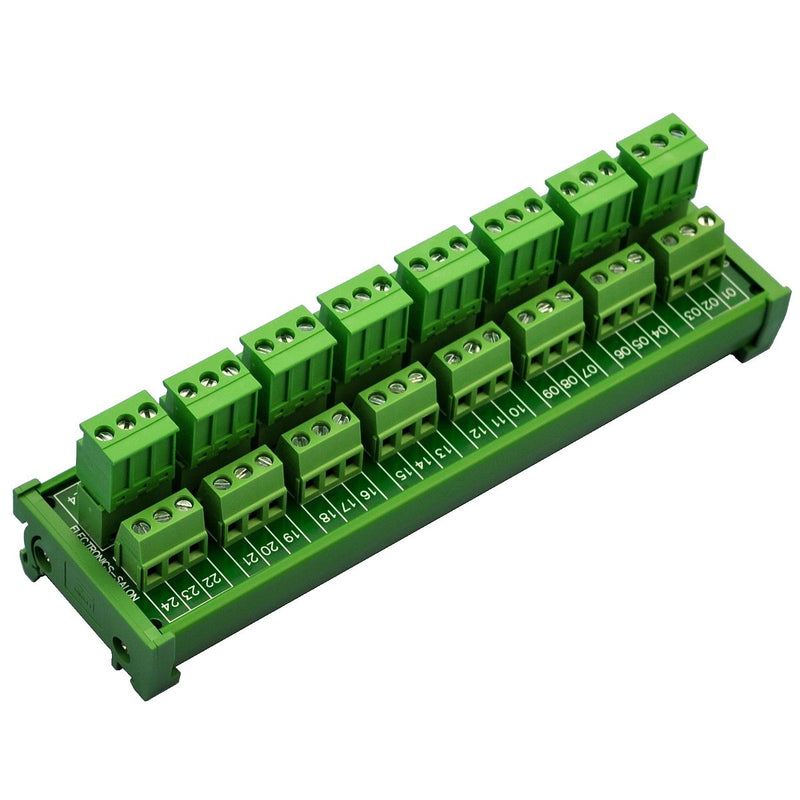 [Australia - AusPower] - Electronics-Salon DIN Rail Mount Pluggable 8x3 Position 10A / 300V Screw Terminal Block Distribution Module. (Side Wire Connects) Side Wire Connects 