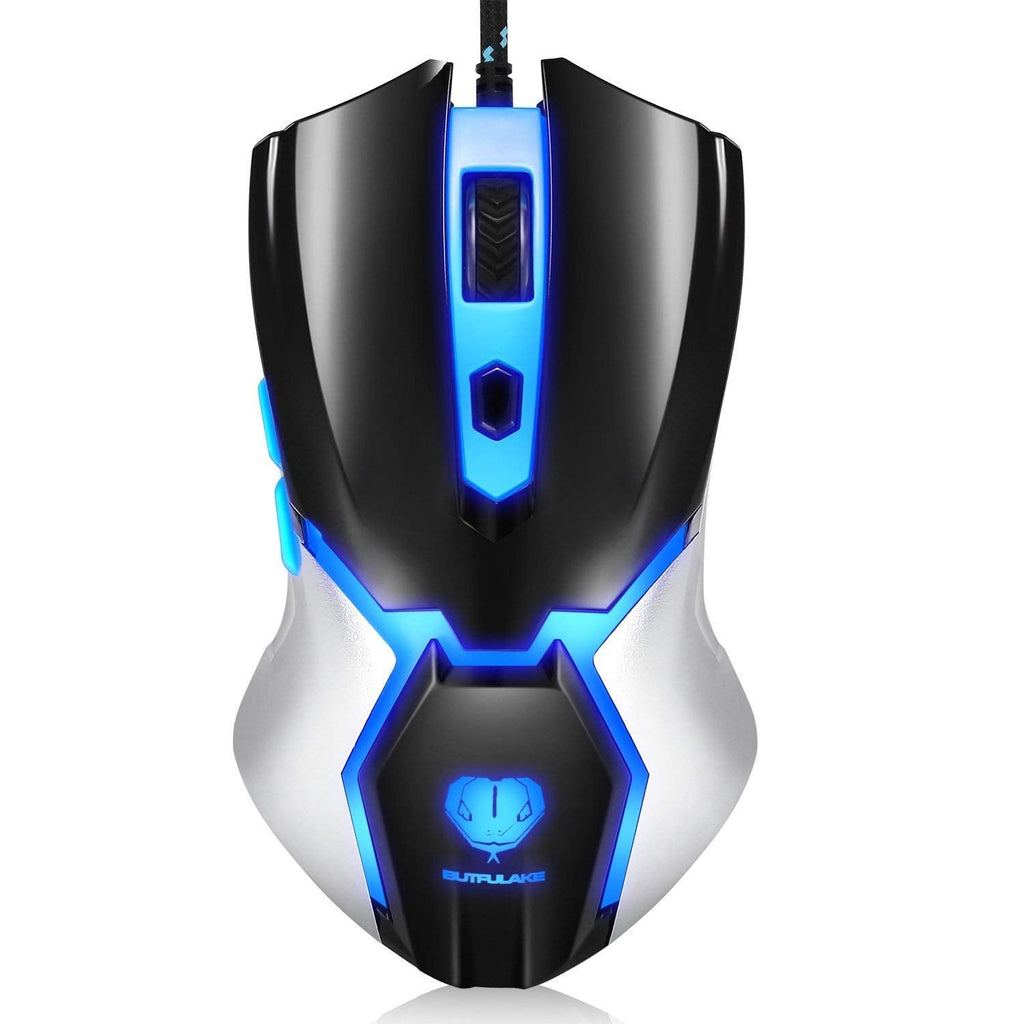 [Australia - AusPower] - Gaming Mouse,USB Wired PC Gaming Mice, 3200 DPI with 4 Adjustable Levels, Comfortable Ergonomic Grip Design with Blue LED, 6 Programmable Buttons for PC,Notebook, MacBook ,Windows ,Vista Linux - Blue 