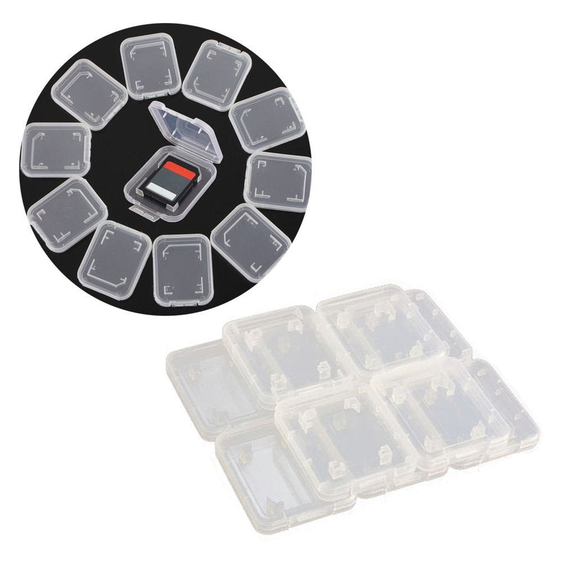 [Australia - AusPower] - 10 Pcs Plastic Memory Card Storage Case Compatible with SD MMC/SDHC PRO Duo White 