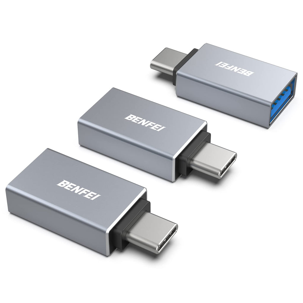 [Australia - AusPower] - USB C to USB 3.0 Adapter, Benfei 3 Pack USB C to A Male to Female Adapter Compatible with MacBook 2018 2017 2016, Samsung Galaxy Note 8, Galaxy S8 S8+ S9, Google Pixel, Nexus, and More Gray 