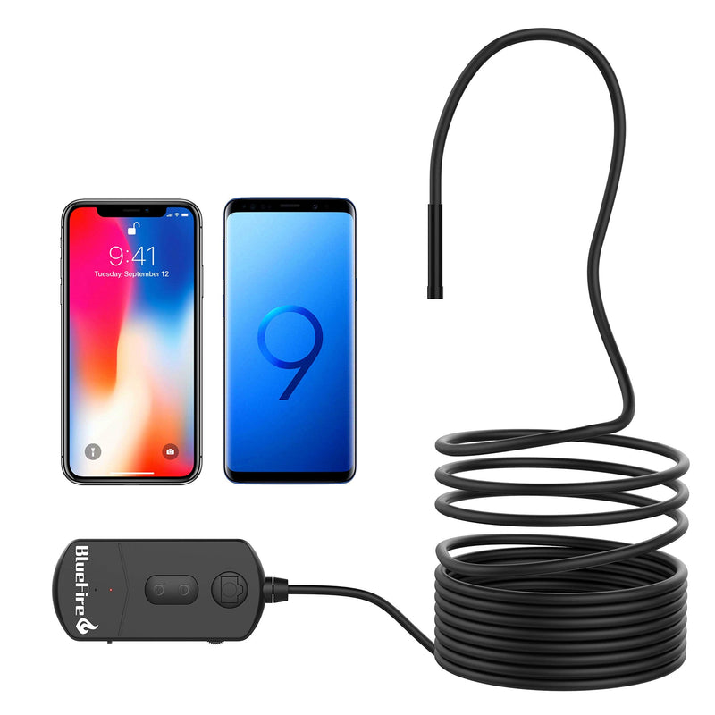 [Australia - AusPower] - BlueFire Upgraded 1080P 5.5mm Semi-Rigid Inspection Camera, 2 MP HD WiFi Borescope Snake Camera, Zoomable Focus 1800mA Battery Wireless Endoscope for Android and iOS Smartphone, Tablet (11.5FT) 11.5FT 