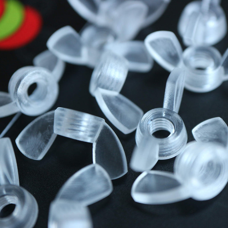 [Australia - AusPower] - Pack of 20 Transparent Clear Plastic Acrylic M4 Butterfly, Wing Nuts-Acrylic Plastic Screws, 5/32 