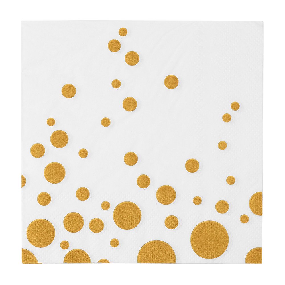 [Australia - AusPower] - ALINK 100 White Luncheon Napkins with Gold Dots, Disposable Decorative Paper Party Napkins for Birthday, Graduation, Baby/Bride Shower, Wedding and Celebrations 