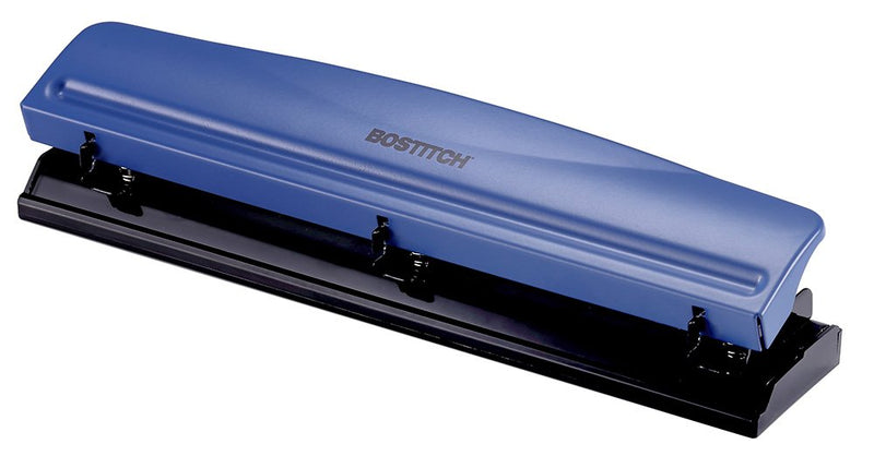 [Australia - AusPower] - Bostitch Office 3 Hole Punch, 12 Sheet Capacity, Metal, Rubber Base, Easy-Clean Tray, Navy Blue (KT-HP12-BLUE) 