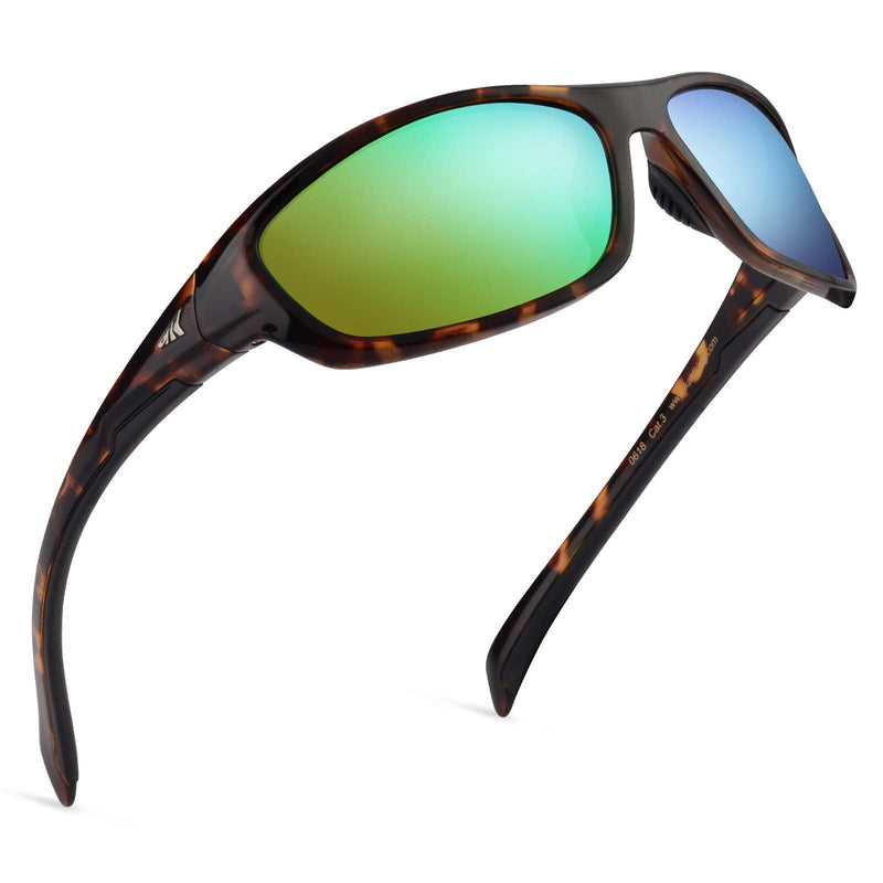 [Australia - AusPower] - KastKing Hiwassee Polarized Sport Sunglasses for Men and Women, Ideal for Driving Fishing Cycling and Running,UV Protection Frame: Gloss Demi / Lens: Brown - Chartreuse Mirror 