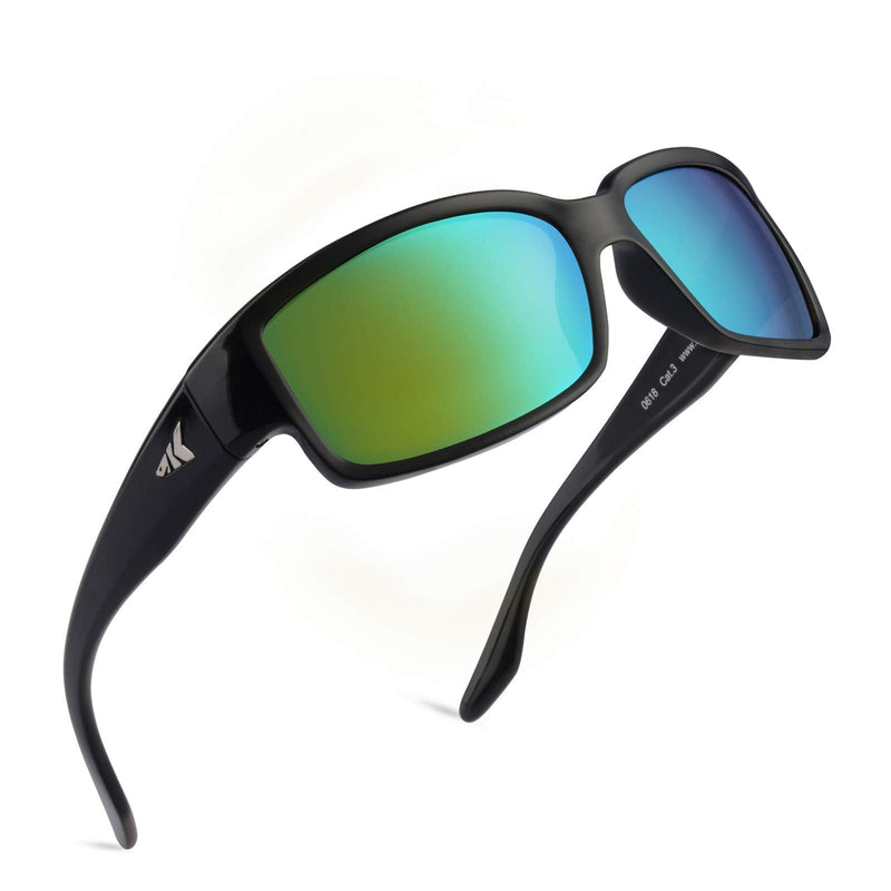 [Australia - AusPower] - KastKing Skidaway Polarized Sport Sunglasses for Men and Women,Ideal for Driving Fishing Cycling and Running,UV Protection Frame: Gloss Black / Lens: Brown Base - Chartreuse Mirror 