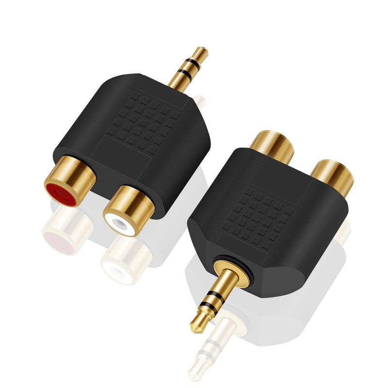[Australia - AusPower] - 3.5 mm TRS to Dual RCA F (2-Pack),ANDTOBO 3.5mm Stereo Male to Dual RCA Female Audio Breakout Adapter 