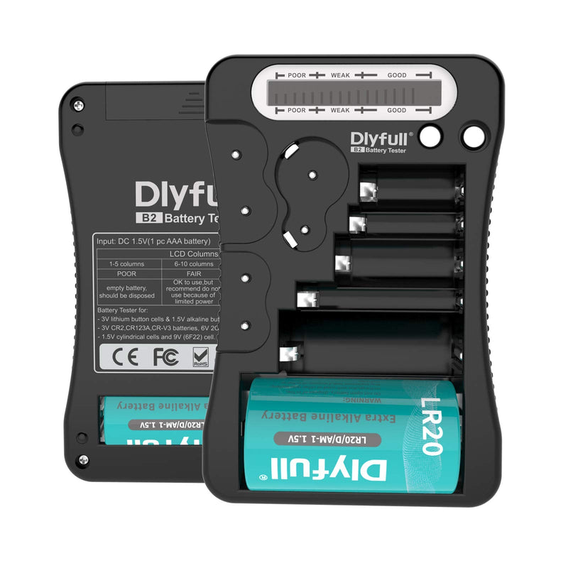 [Australia - AusPower] - Battery Tester, Dlyfull LCD Display Universal Battery Checker for AA AAA C D 9V CR2032 CR123A CR2 CRV3 2CR5 CRP2 1.5V/3V Button Cell Batteries, 1x AAA Batteries Included 