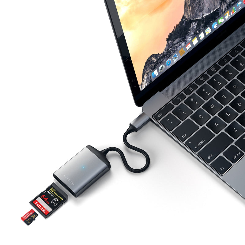 [Australia - AusPower] - Satechi Type-C Aluminum UHS-II Micro/SD Card Reader Adapter - Compatible with 2020/2018 MacBook Air, 2020/2018 iPad Pro, 2019/2018 MacBook Pro (Space Gray) Space Gray 
