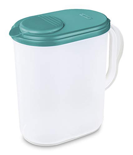 [Australia - AusPower] - Sterilite 1 Gallon Pitcher Blue Atoll Lid and Tab with Clear Base Freezer and Dishwasher Safe for Water Tea Juices BPA-free and phthalate-free 