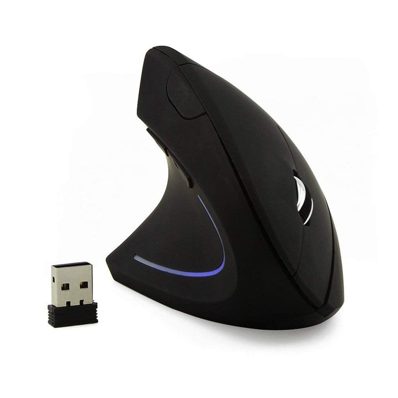 [Australia - AusPower] - Left-Handed Mouse,2.4G Wireless Vertical Ergonomic Optical Mouse Portable Office Gaming Cordless Mice with USB Receiver for PC Laptop Computer Desktop,800/1200/1600DPI 6 Buttons,Breathing LED Light Black 1 