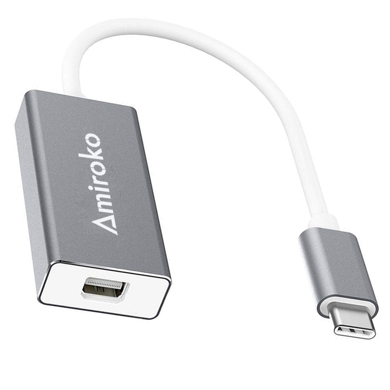 [Australia - AusPower] - Amiroko USB-C to Mini DisplayPort Adapter, USB 3.1 Type C (Thunderbolt 3) to Mini DP Adapter Support 4K, 1080P for MacBook Pro, Alienware, to LED Cinema Display / Dell Monitor etc, Gray Gray + Updated 