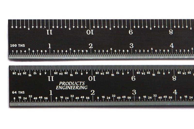 [Australia - AusPower] - PEC Tools 12" 5R rigid black chrome,"High Contrast" machinist ruler with markings 1/10", 1/100", 1/32" and 1/64" 