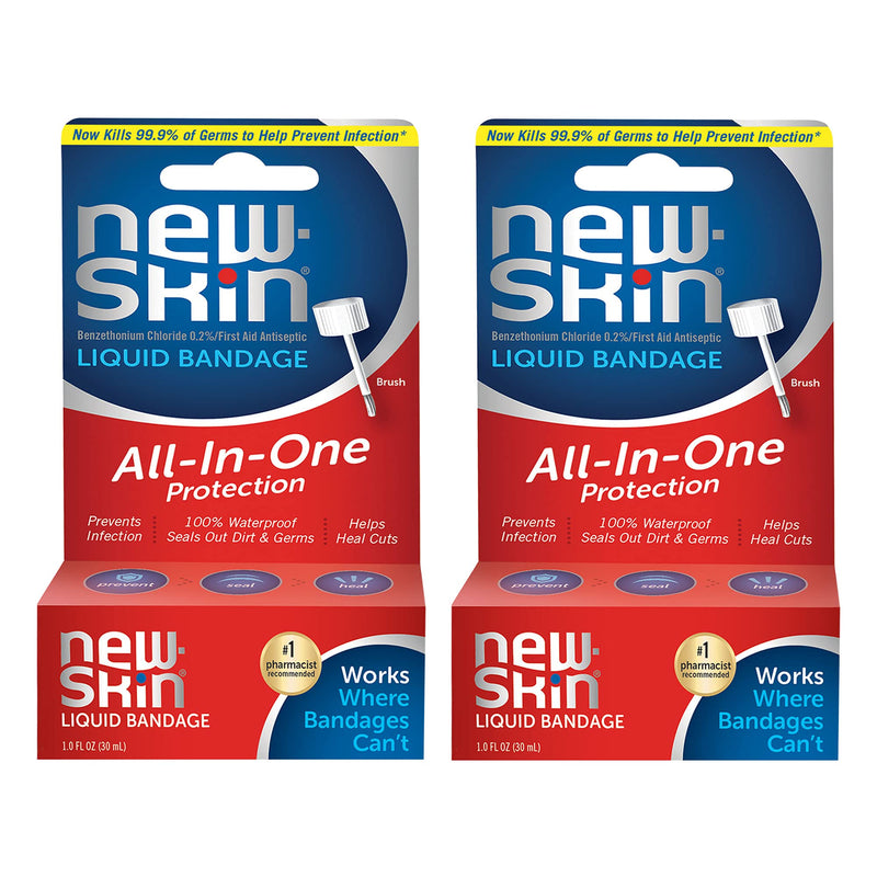 [Australia - AusPower] - New-Skin Liquid Bandage, Waterproof Bandage for Scrapes and Minor Cuts, 1 fl oz (Pack of 2) 1 Fl Oz (Pack of 2) 