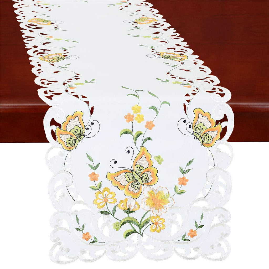 [Australia - AusPower] - Simhomsen Spring Butterfly and Floral Table Runners, Dresser Scarf (Yellow, 14 × 54 Inch) Yellow 14 By 54 Inch 