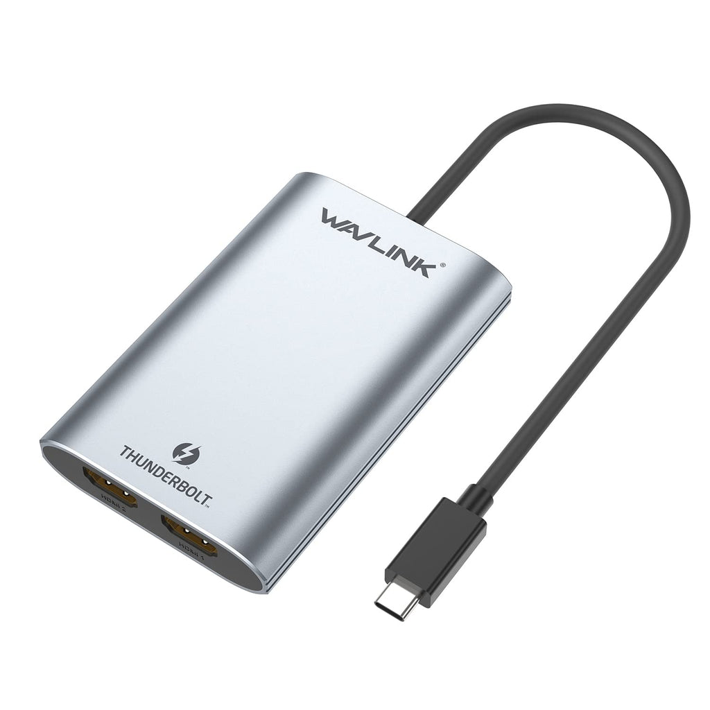 [Australia - AusPower] - WAVLINK Thunderbolt 3 to Dual HDMI Display Adapter 4K@60Hz, Thunderbolt 3 up to 40Gbps to Dual Monitor HDMI 2.0 Video Converter Compatible with 2016 Above MacBook Pro and Some Windows, Plug & Play Thunderbolt 3 to HDMI 