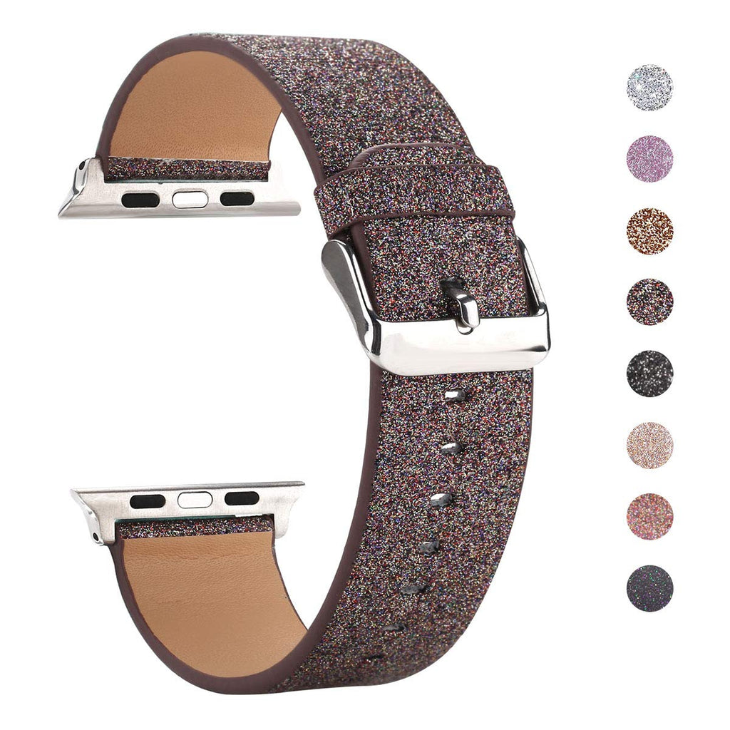 [Australia - AusPower] - Moonooda Shiney Glitter Watch Band Replacement for Apple Watch Band 38mm 40mm 42mm 44mm Cute Bling Women Smartwatch Strap Compatible with iWatch Series SE 6 5 4 3 2 1,Coffee Coffee 38mm/40mm 