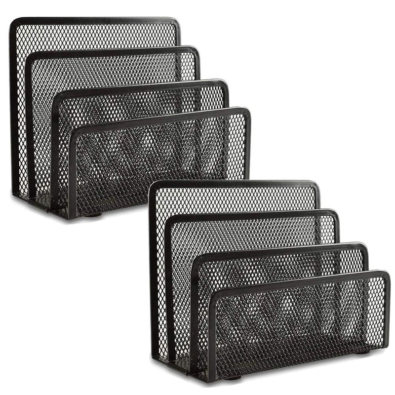 [Australia - AusPower] - Desk Mail Organizer, Easepres 2 Pack Office Small Letter Sorter Desktop File Organizer Metal Mesh with 3 Vertical Upright Compartments 
