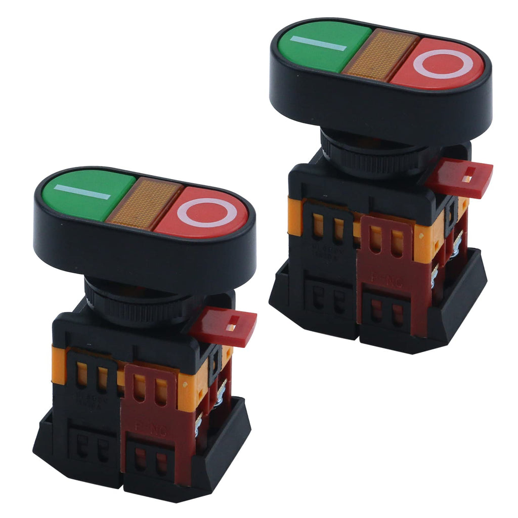 [Australia - AusPower] - Antrader AC 600V 10A ON/Off Start Stop Momentary Push Button Switch with Indicator Light APBB-22&25N Pack of 2 