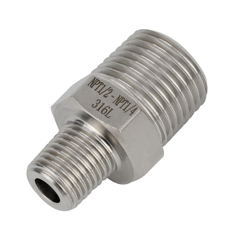 [Australia - AusPower] - Metalwork Stainless Steel 316 Forged Pipe Fitting Reducing Hex Nipple 1/2" NPT Male x 3/8" NPT Male 2000psi (1 Pc) 1/2" Mnpt x 3/8" Mnpt Reducing Nipple 