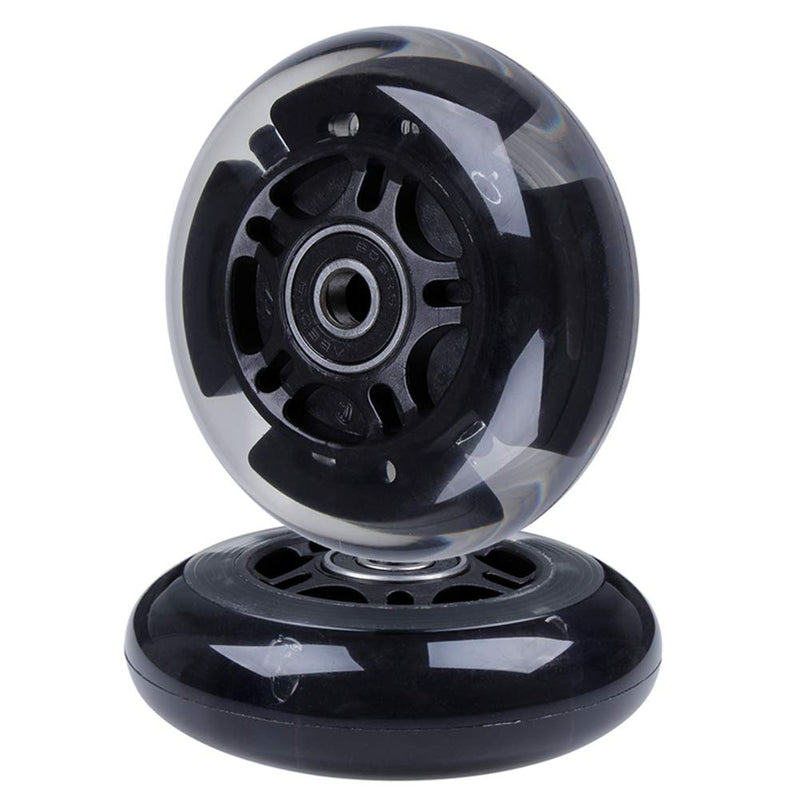 [Australia - AusPower] - AOWISH 2-Pack Light Up Scooter Rear Wheels 80mm LED Flash Flashing Inline Skates Replacement Wheel with Bearings ABEC 9 for Adjustable 3-Wheel Kick Scooters Black 