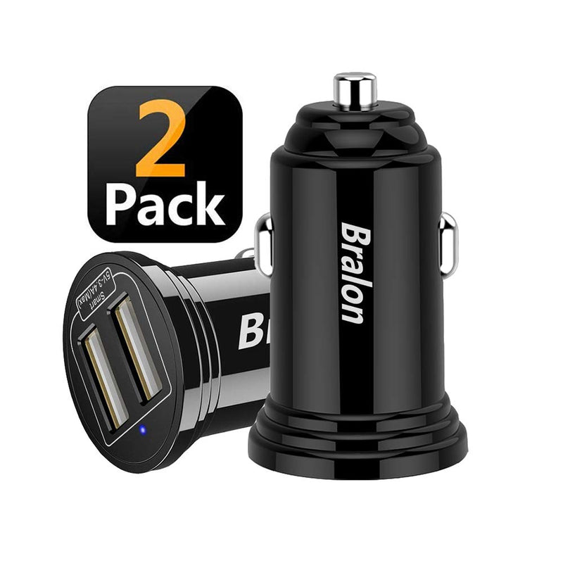[Australia - AusPower] - USB Car Charger,Bralon 2-Pack 24W/4.8A Mini 2 USB Fast Car Charger Adapter Compatible with Phone 12 Pro(Max) 12 Mini 11 11 Pro(Max) Xs Max X 8 7,G.alaxy N.ote S10 S9 S8 S7,Pad and More 2Black 