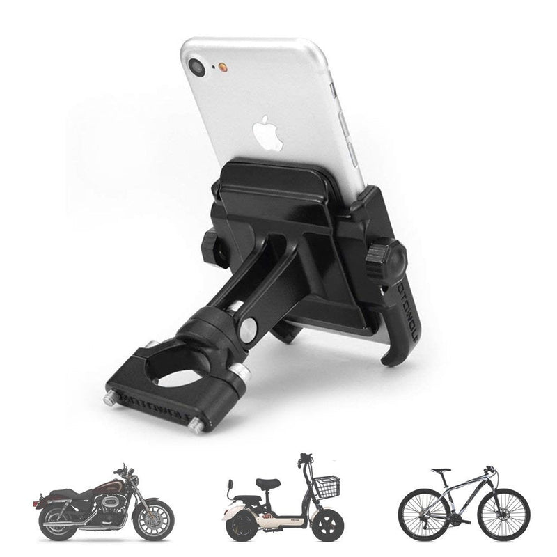 [Australia - AusPower] - Motorcycle Phone Mount, Bike Phone Mount Aluminum Adjustable Anti Shake Bicycle Phone Holder for iPhone 11 12 13 Pro Max Mini X XR XS Max Samsung Galaxy S21 S20 S10 Note 10 9 8 and Android Phone Black 