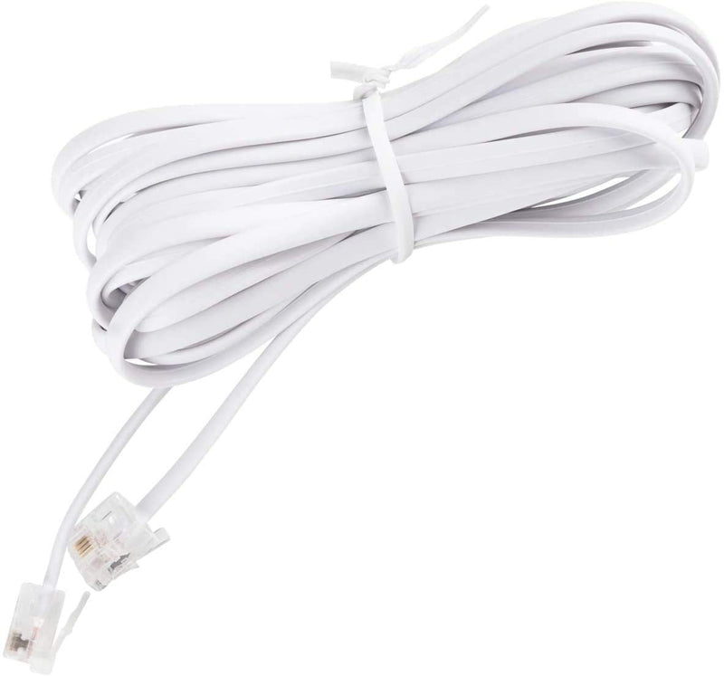 [Australia - AusPower] - Telephone Cords for Landline Phones - Phone Cords for Landline Phones to Wall Jack - Superb Sound Quality, Sturdy Materials - Choctaw White - Phone Cord for Any Device w/a Phone Jack (15ft Phone Cord) 