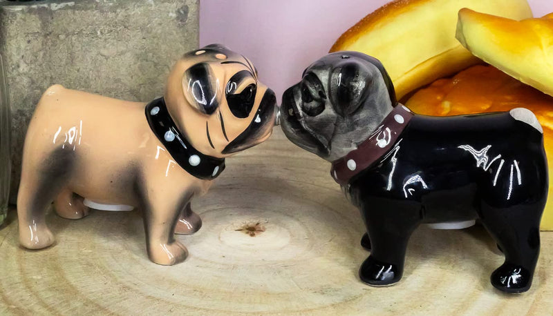 [Australia - AusPower] - Ebros Adorable Kissing Love Pugs Decorative Ceramic Salt And Pepper Shakers Figurines With Magnetic Snouts Pug Life 