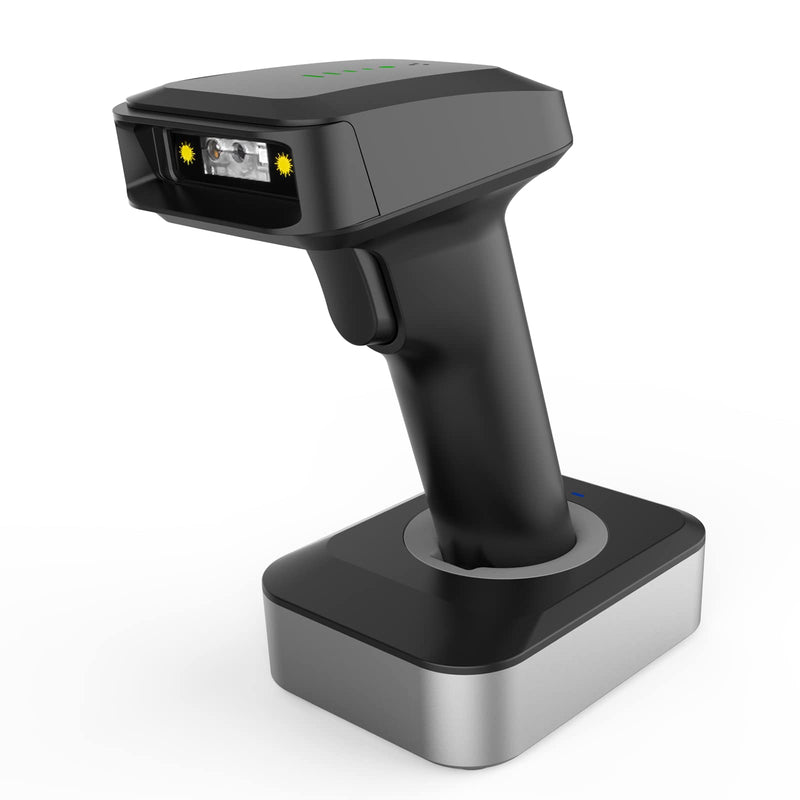[Australia - AusPower] - Alacrity 2D QR 1D Wireless Barcode Scanner with Battery Level Indicator, Bluetooth/2.4GHz/USB Connections 3 in 1 Hands Free Barcode Reader with Charging Base, 1900-4 Laser Bluetooth 