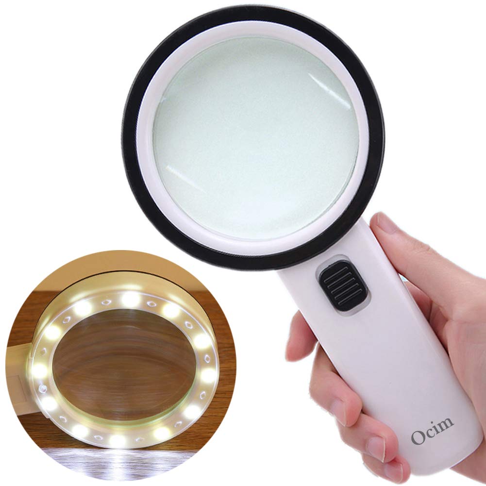 TMANGO Magnifying Glass with Light, 30X Handheld Large Magnifying Glass 12  LED Lighted Magnifier for Macular Degeneration, Seniors Reading, Soldering,  Inspection, Coins, Jewelry, Exploring