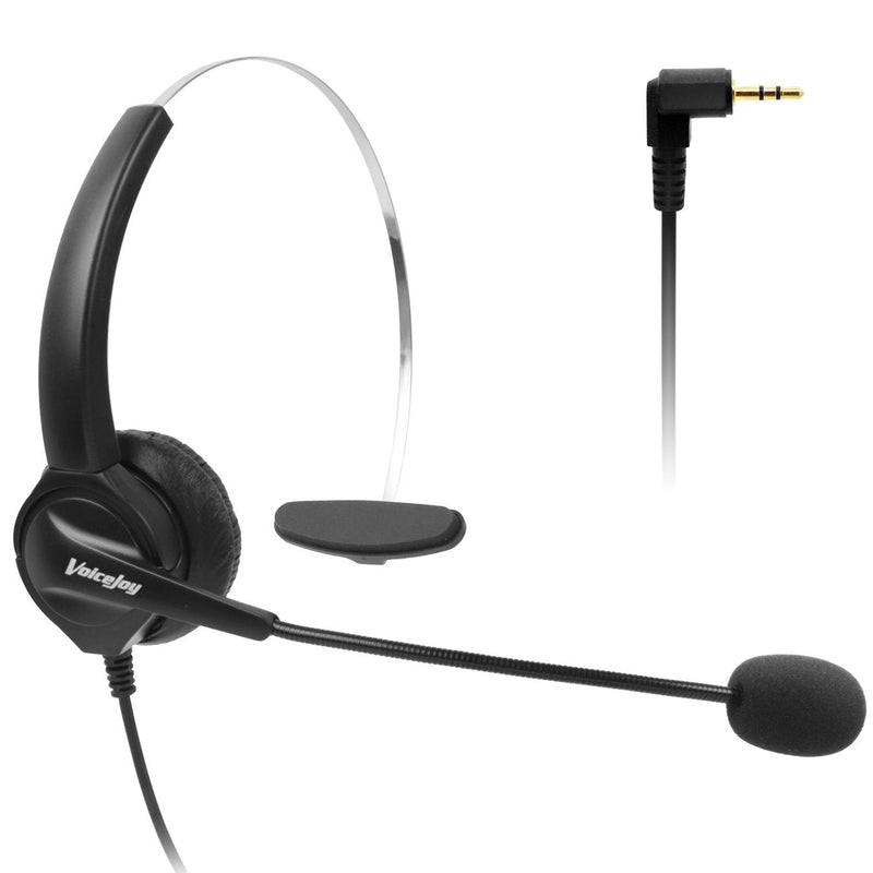 [Australia - AusPower] - 2.5mm Telephone Headset Monaural with Noise Canceling Mic for Cisco Linksys SPA Grandstream Polycom Panasonic Zultys Siemens Gigaset Uniden AT&T Office IP and Cordless Dect Phones Black-2.5mm Plug 