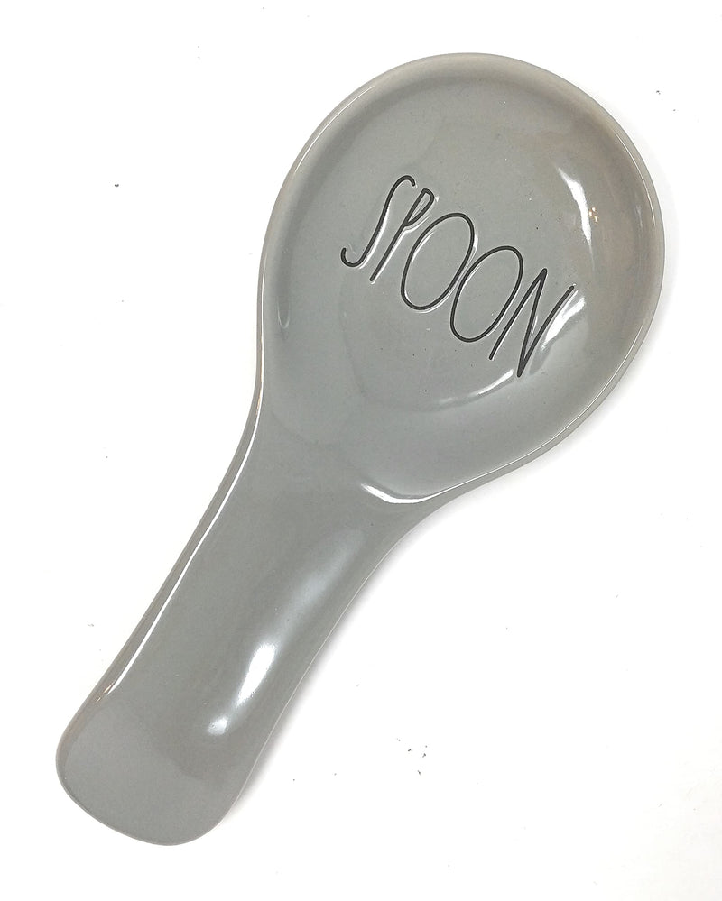 [Australia - AusPower] - Rae Dunn by Magenta Spoon Grey Ceramic LL Spoon Rest with Black LL Large Letters Gray 