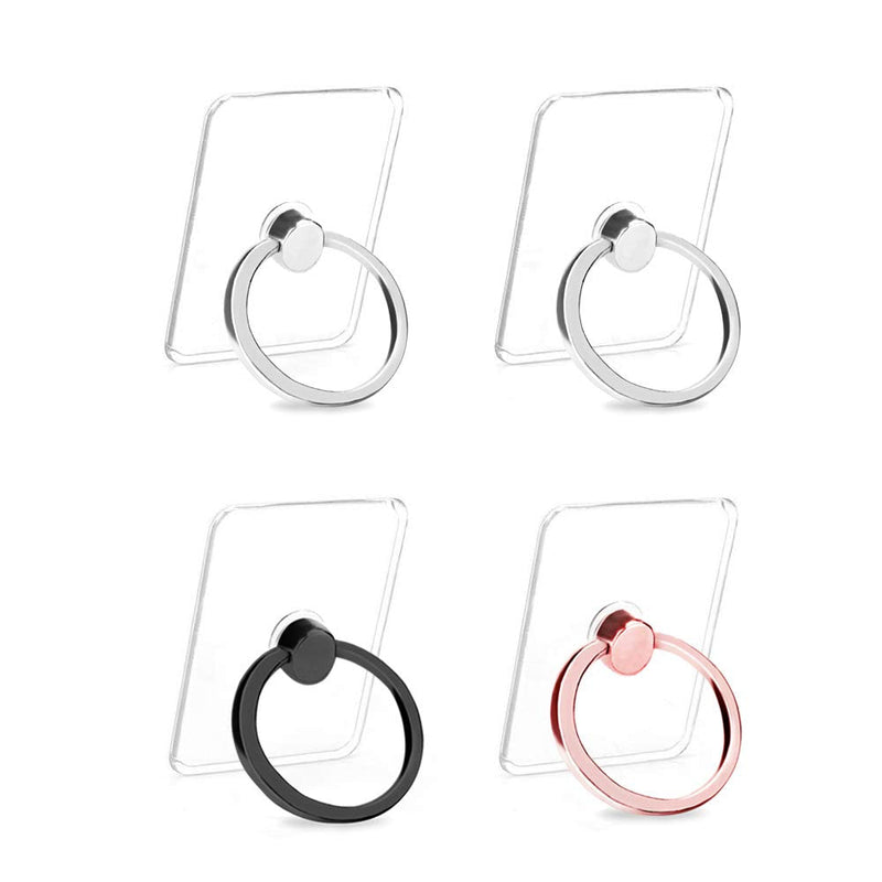[Australia - AusPower] - Earea Cell Phone Ring Holder Stand, Transparent Phone Ring Holder 360° Rotation Finger Ring Grip Phone Ring Stand (2Silver+1Black+1Rose Gold) 