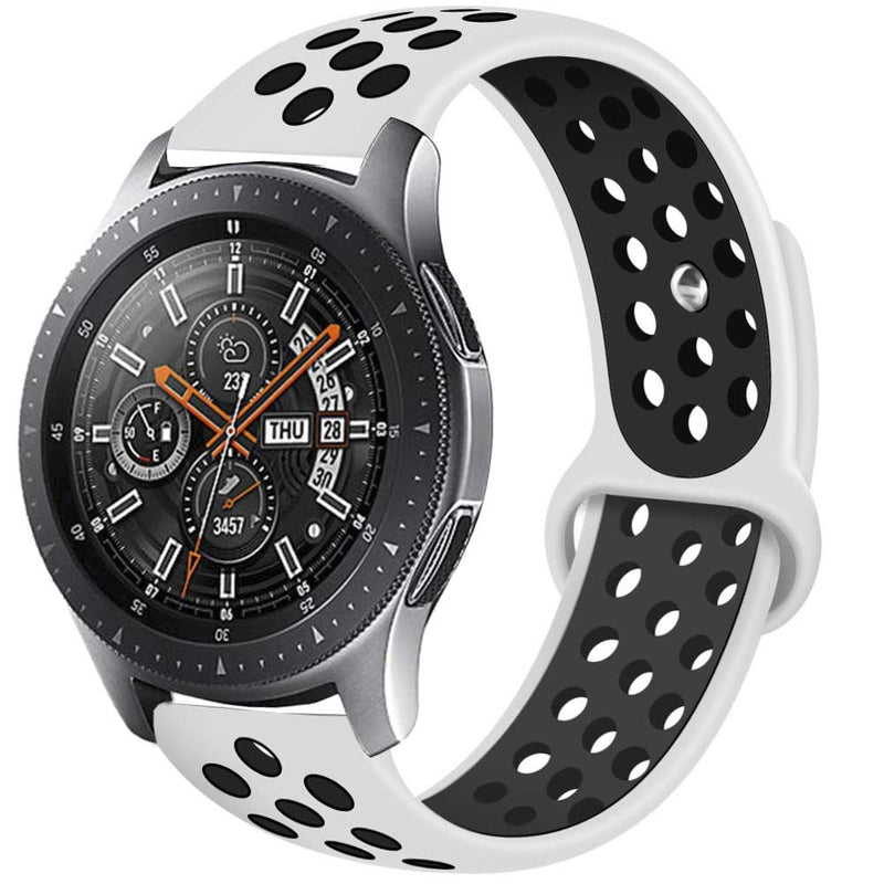 [Australia - AusPower] - Compatible Samsung Gear S3 Frontier/Samsung Galaxy Watch 46mm Bands,22mm Silicone Breathable Replacement Strap Quick-Release Pin for Gear S3 Frontier Smart Watch (White-Black) White-Black 