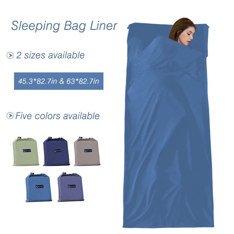 [Australia - AusPower] - Sleeping Bag Liners Lightweight Travel Camping Sheet Sleep Bag Liner Adults Lightweight Warm Weather Hotel Compact Portable Sleeping Sack Indoor Outdoor Hostels Traveling Backpacking Hiking Blankets Blue 45 x 82.6inch(115 x 210cm) 