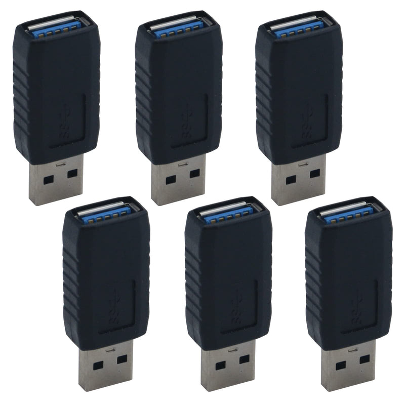 [Australia - AusPower] - Antrader 6-Pack SuperSpeed USB 3.0 Male to Female Coupler USB Bridge Type A Extender Connection Adapter Black 