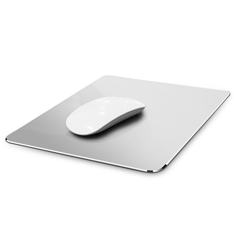 [Australia - AusPower] - Hard Silver Metal Aluminum Mouse Pad Mat Smooth Magic Ultra Thin Double Side Mouse Mat Waterproof Fast and Accurate Control for Gaming and Office(Small 9.05X7.08 Inch) Small 