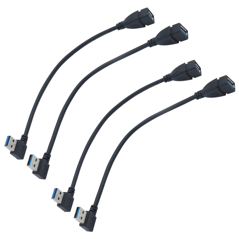 [Australia - AusPower] - Antrader USB 3.0 Type A 90 Degree Male to Straight Female Data Converter Adapter Cable Black Left & Right 2 Pairs Usb Cable Left + Right 