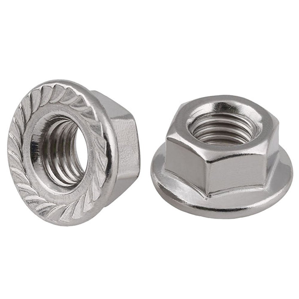 [Australia - AusPower] - PZRT 20pcs M5 Nickel-Plated Carbon Steel Hex Head Serrated Flange Nut, Non-Slip Lock Flange Nuts 