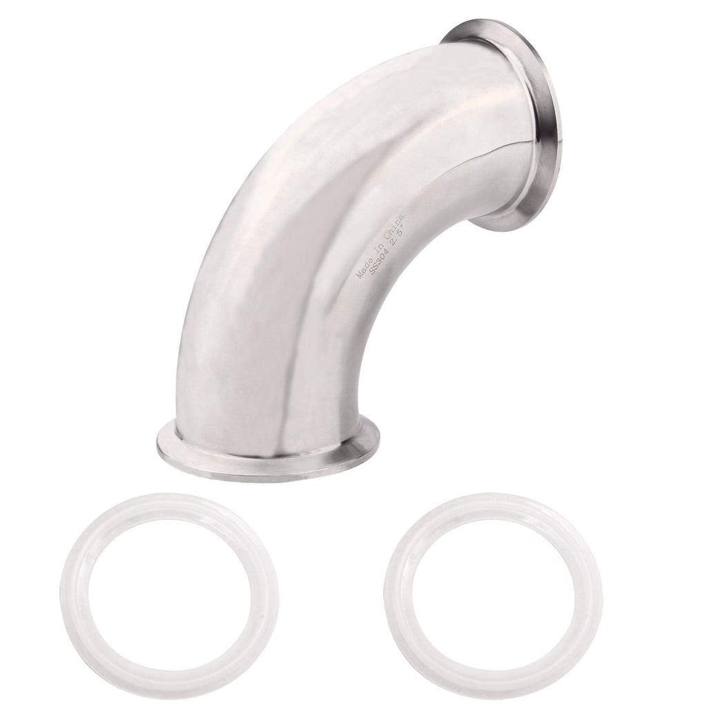 [Australia - AusPower] - DERNORD Sanitary Ferrule Elbow 90 Degree Pipe Fitting with 2 Pieces Silicone Gasket SS304 Tri Clamp (2-1/2" Tube OD) 2-1/2" Tube OD 